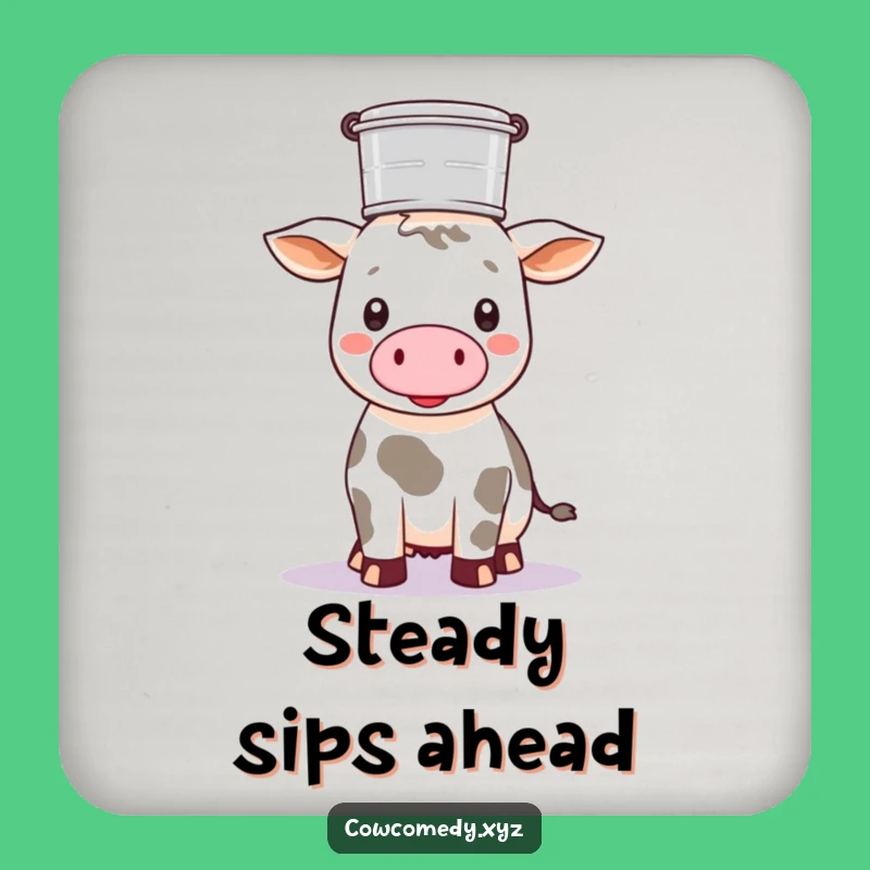 Funny Kawaii Cow Pail Coaster Set: Protect Surfaces with Farm Charm