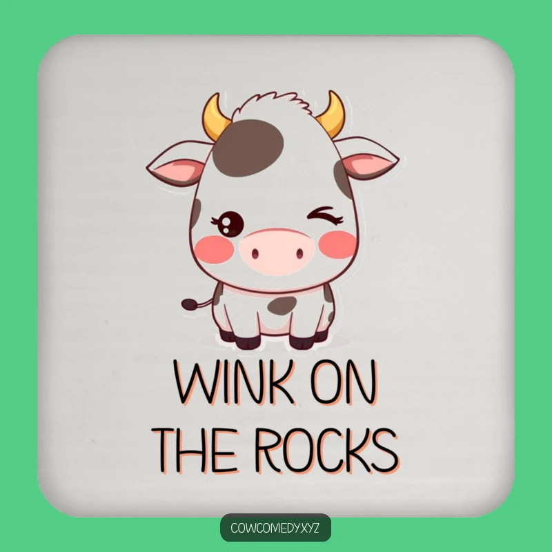 Funny Shy Wink Cow Drink Coaster: Kawaii Protection with a Comical Blush, Sweet Funny Gift!