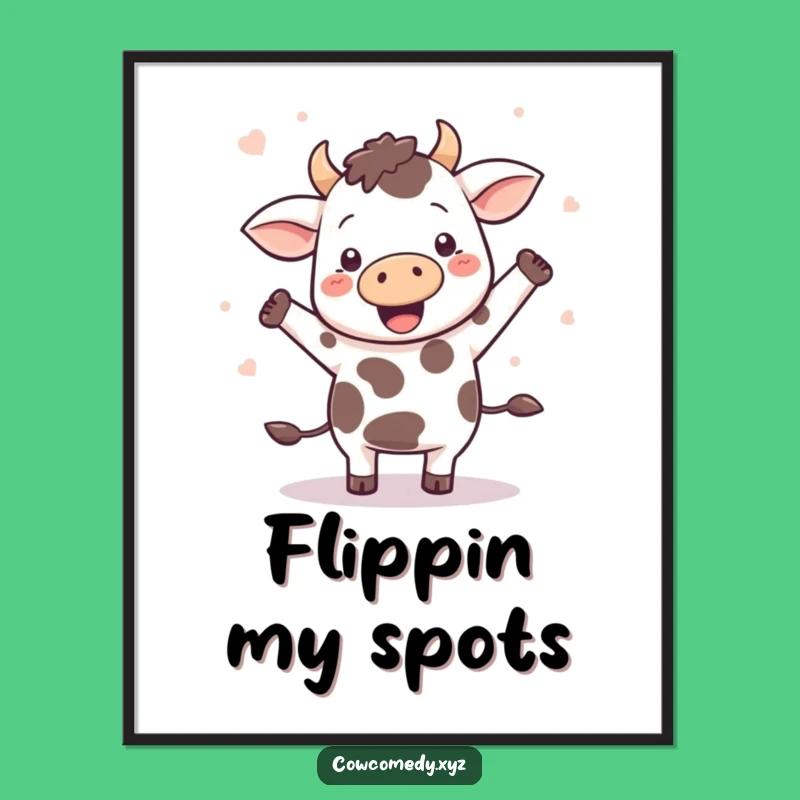 Funny Kawaii Cow Dance Poster: Joyful Wall Art for Happy Homes