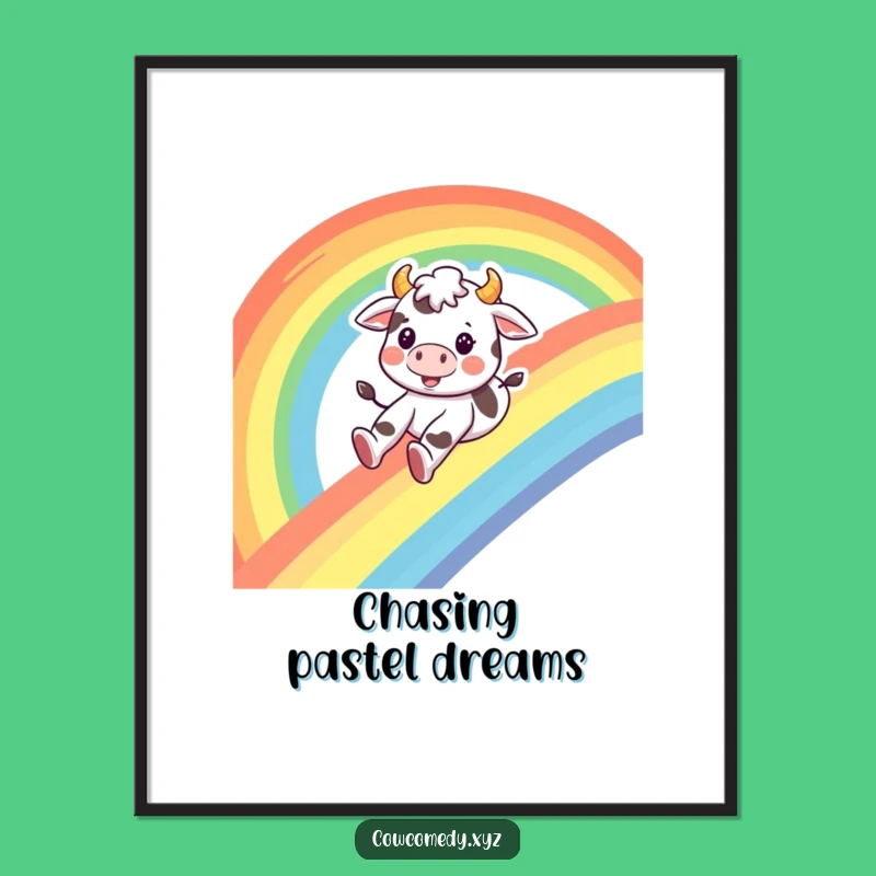 Funny Cow Rainbow Slide Poster: Whimsical Wall Art & Hilarious Gift