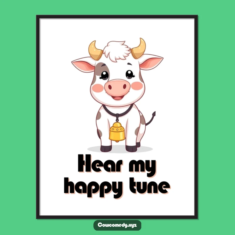 Funny Happy Cow Singing Poster: Whimsical Farm Art for Your Walls