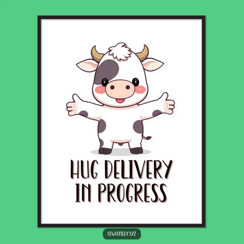 Funny Hugging Cow Poster: Adorable Farm Animal Art to Brighten Your Walls, Wonderful Funny Gift!