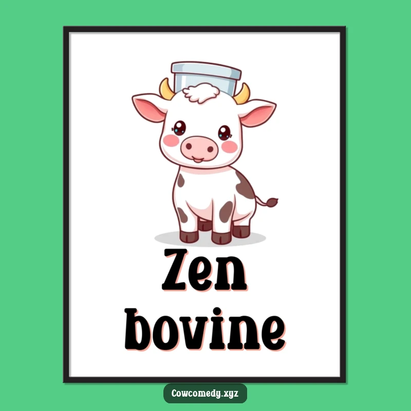 Funny Kawaii Cow Balancing Poster - Hilarious Farm Art Gift Idea!