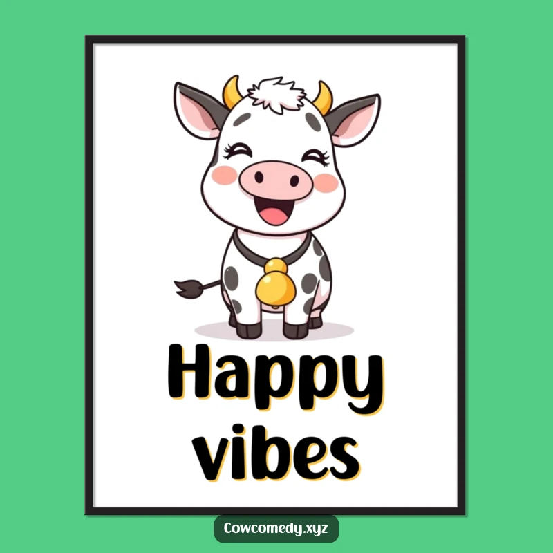 Funny Cow Bell Poster: Whimsical Wall Art for Farm-Themed Spaces