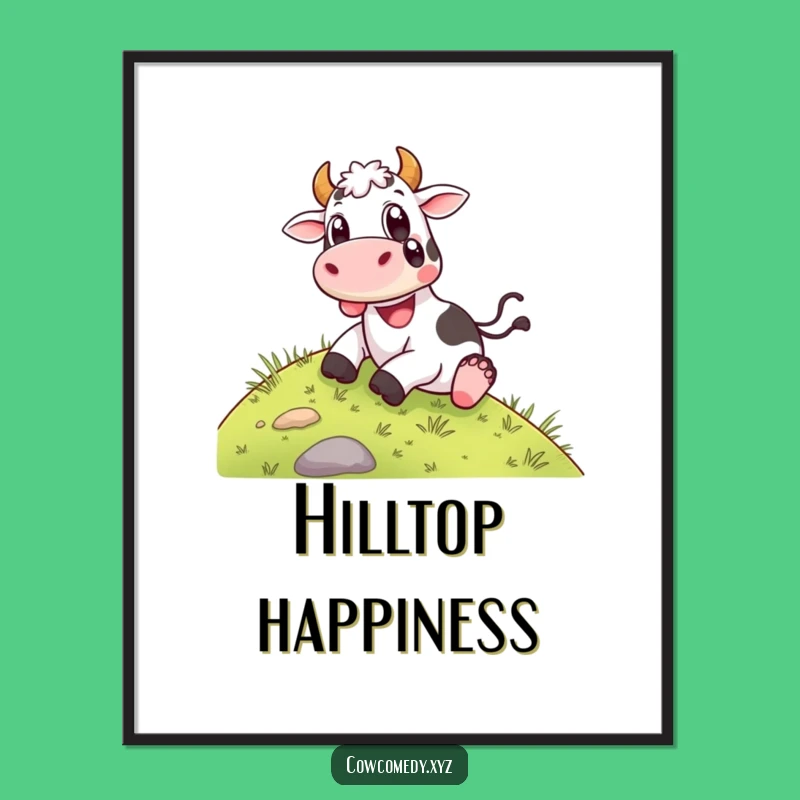 Funny Happy Cow Sliding Poster - Joyful Art for Happy Spaces