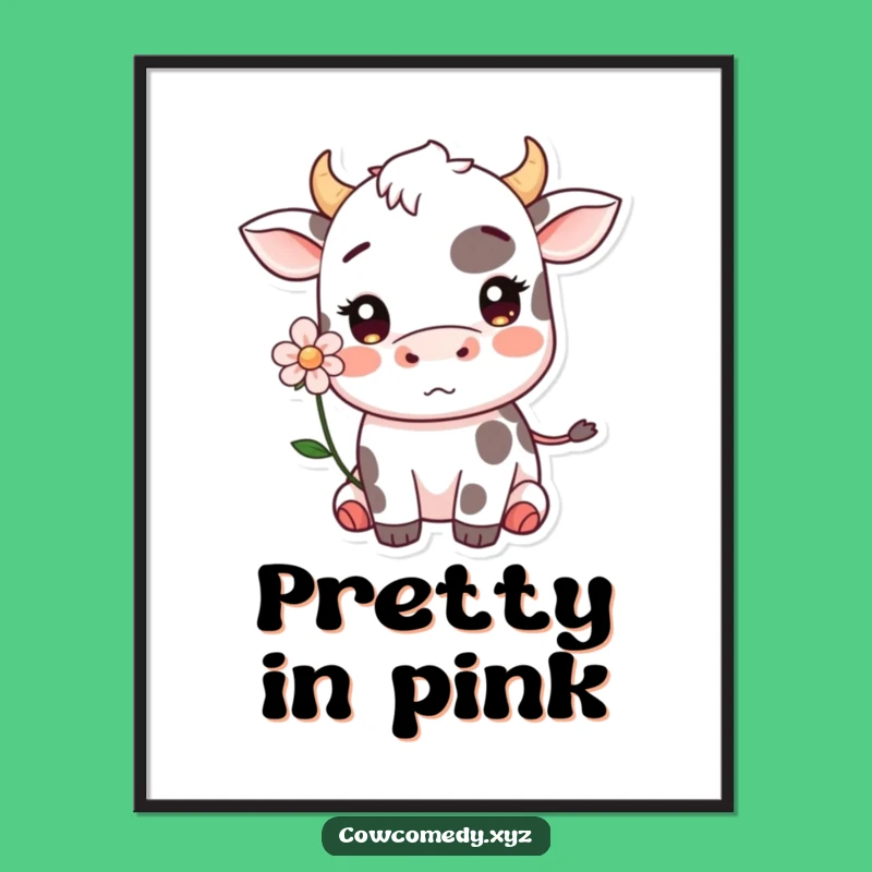 Funny Kawaii Cow Blushing Poster: Decorate with Sweet Humor