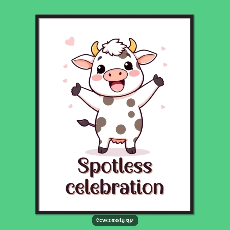 Funny Kawaii Cow Dancing Poster - Joyful Wall Art Gift Idea!