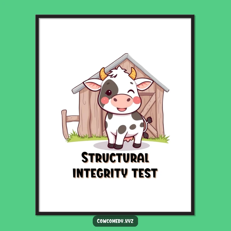 Funny Cow Bumping Barn Poster: Playful Farm Art, Ideal Funny Gift