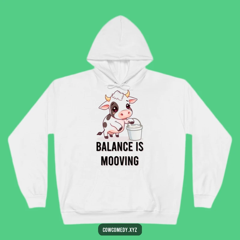 Funny Cow Balancing Milk Bucket Hoodie: Cozy Comical Farm Wear, Ultimate Funny Gift