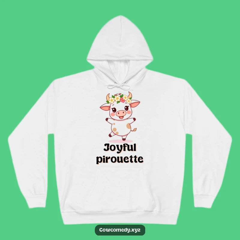 Cozy Funny Kawaii Cow Flower Crown Hoodie - Joyful Spin Sweatshirt - Perfect Gift