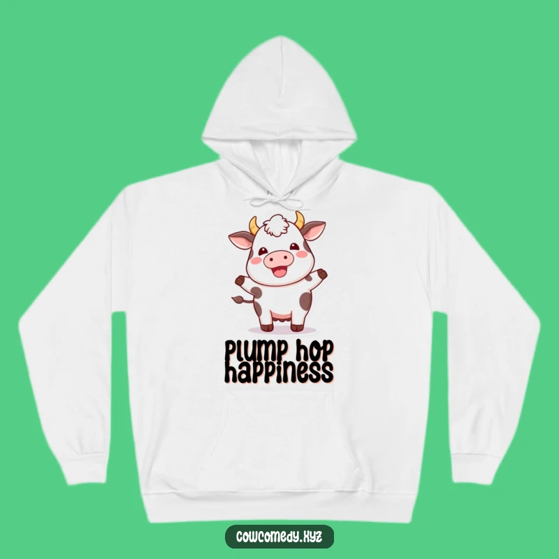 Cozy Funny Kawaii Cow Happy Hop Hoodie - Plump Joy Tee - Perfect Gift