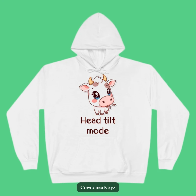 Cozy Funny Kawaii Cow Head Tilt Hoodie - Sparkly Eyed Sweatshirt - Perfect Gift