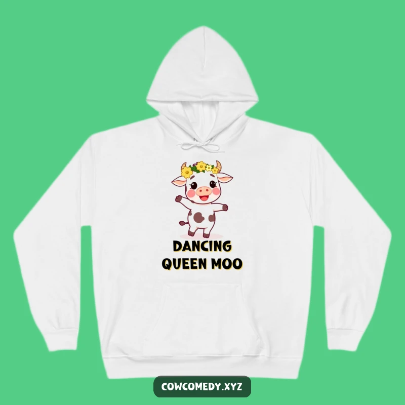 Funny Dancing Cow Flower Crown Hoodie: Cozy & Bohemian Comfort Gift