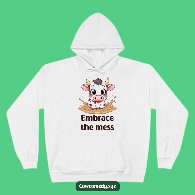 Funny Muddy Cow Hoodie: Cozy Messy Fun, Big Eyes Cow Design Hoodie Gift!