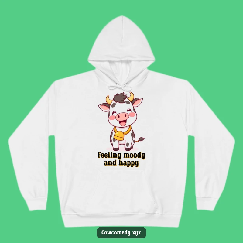 Funny Kawaii Cow Hoodie: Cozy Cowbell Ringing Sweatshirt for Laughs