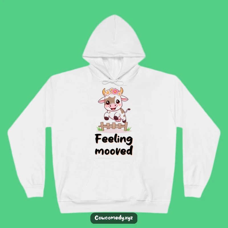 Cozy Funny Kawaii Cow Leap Hoodie, Warm Humorous Gift for Happy Souls