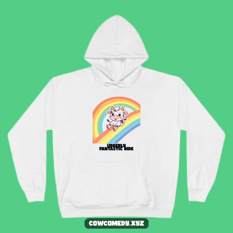 Funny Cow Rainbow Glide Hoodie: Cozy & Hilarious Comfort