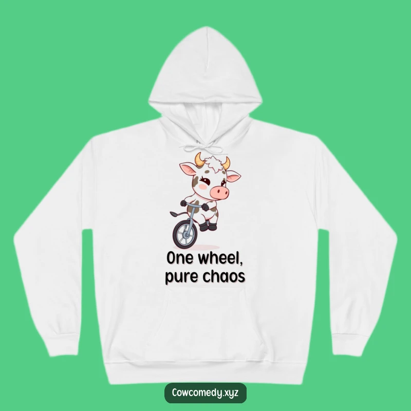 Funny Cow Unicyclist Hoodie: Cozy and Comical Warmth for All