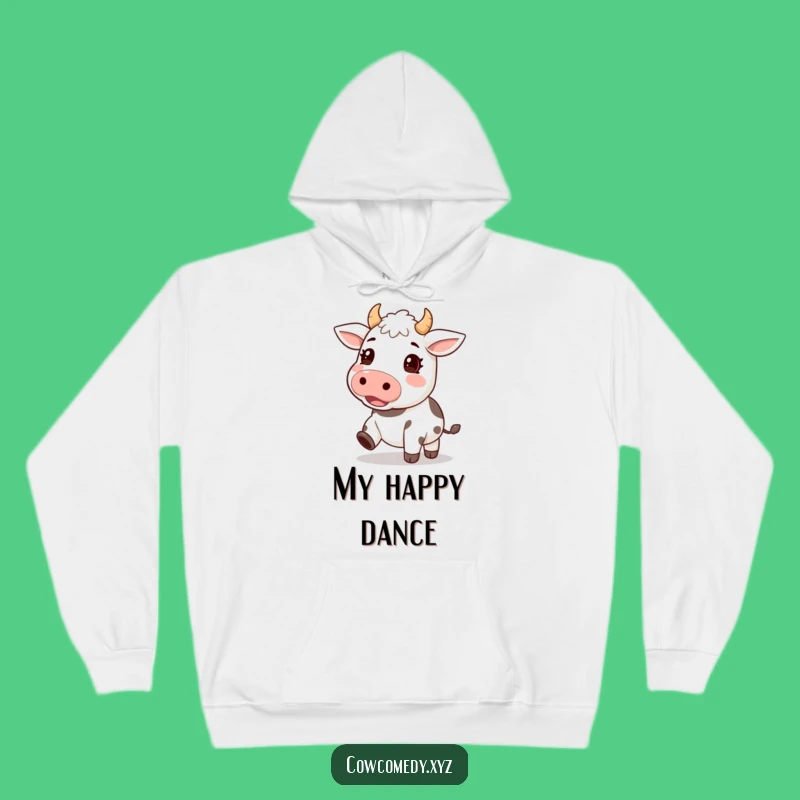 Funny Cozy Excited Cow Hoodie: Kawaii Comfort and Rhythm, Excellent Funny Gift!