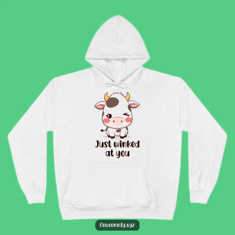 Funny Cozy Shy Wink Cow Hoodie: Kawaii Adorableness with a Playful Blush, Excellent Funny Gift!