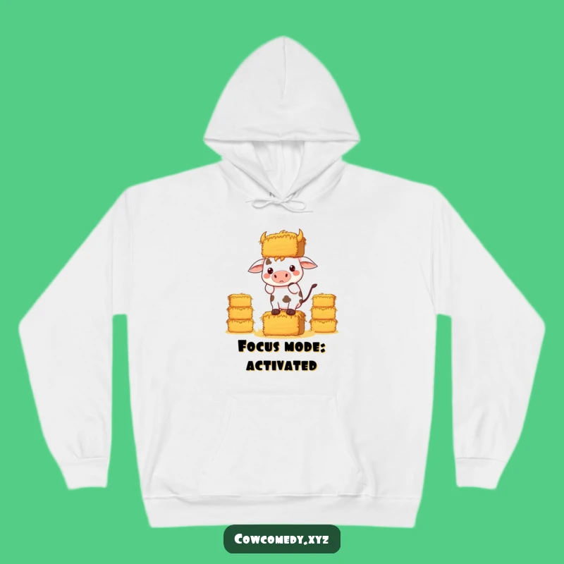 Funny Kawaii Cow Hay Hoodie: Cozy Determined Sweatshirt
