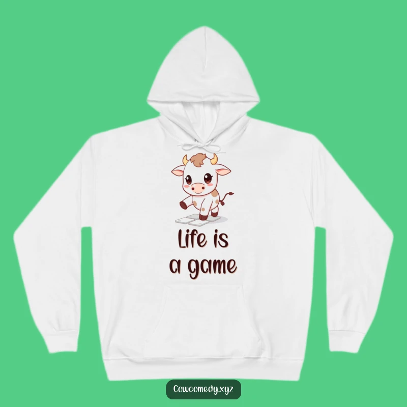Funny Kawaii Cow Hoodie: Hopscotch Playtime - Cozy & Adorable Humor Gift