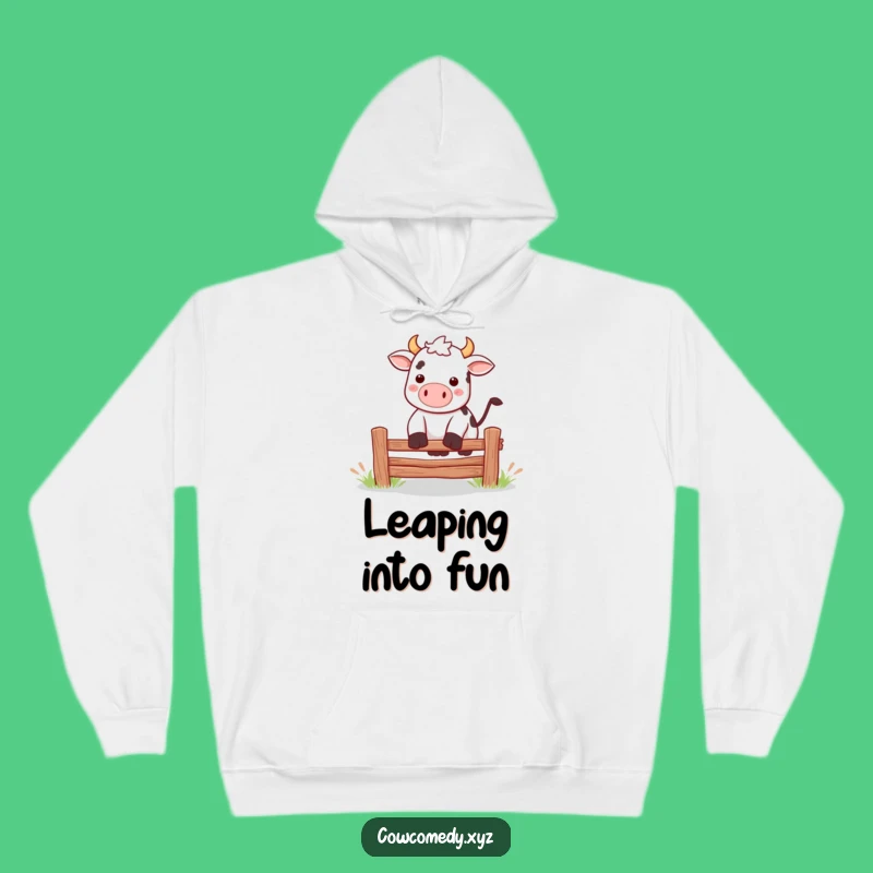 Funny Kawaii Cow Jumping Hoodie: Cozy Jumps with Humorous Style