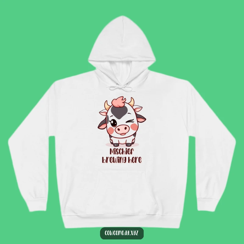 Funny Kawaii Cow Wink Hoodie: Cozy Mischievous Cow Apparel