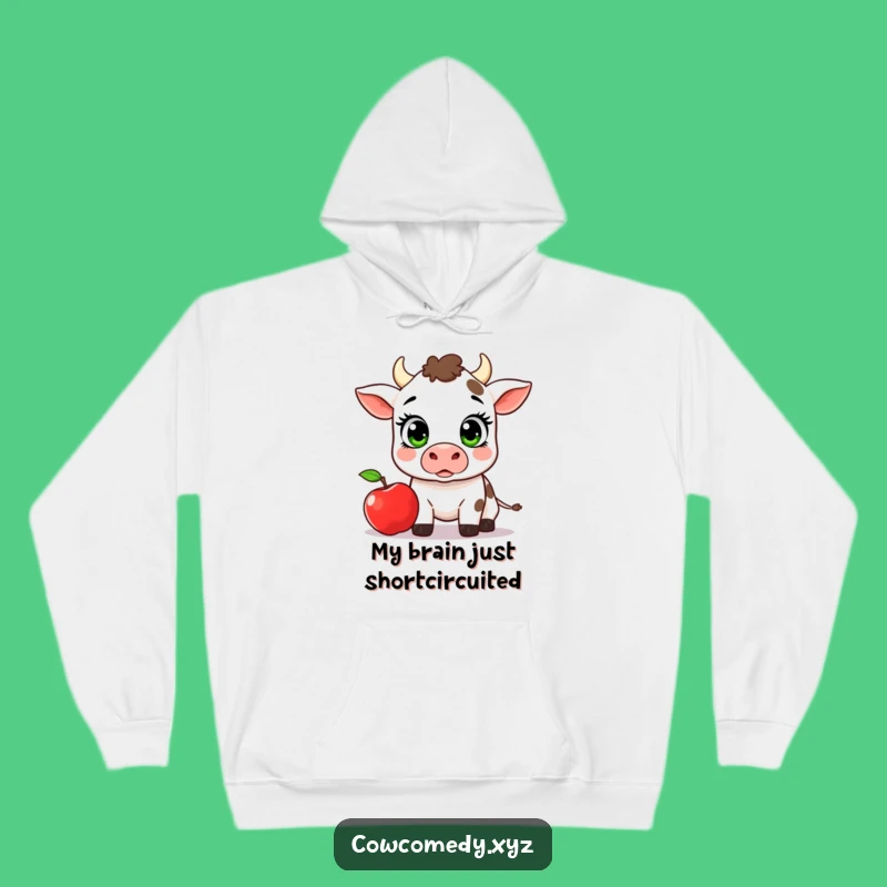 Funny Kawaii Cow Apple Hoodie: Cozy Surprise Reaction Sweatshirt