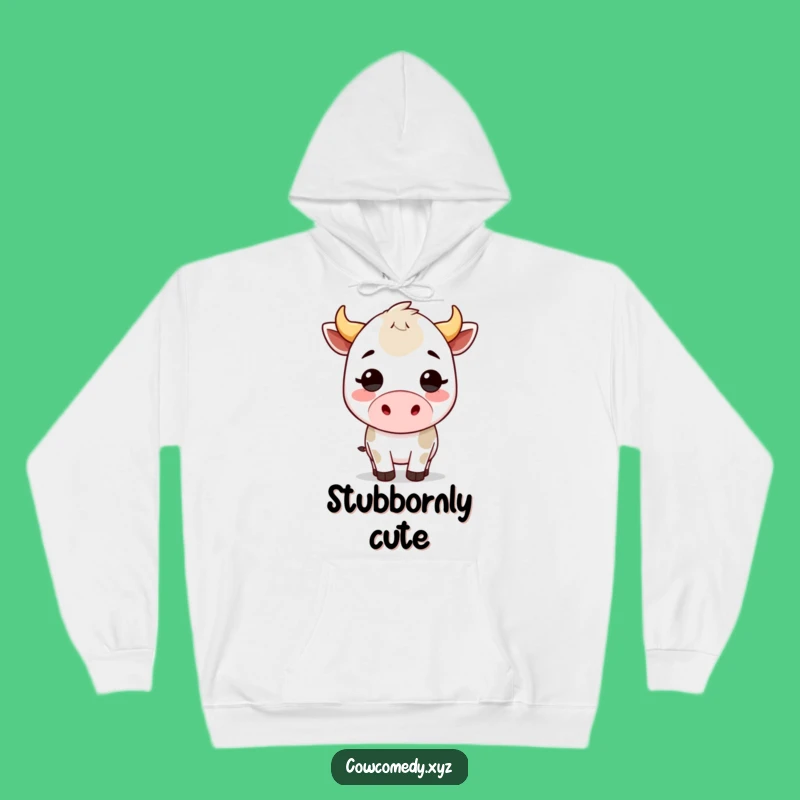 Funny Kawaii Cow Headbutt Hoodie: Cozy Cartoon Bovine for a Hilarious Gift