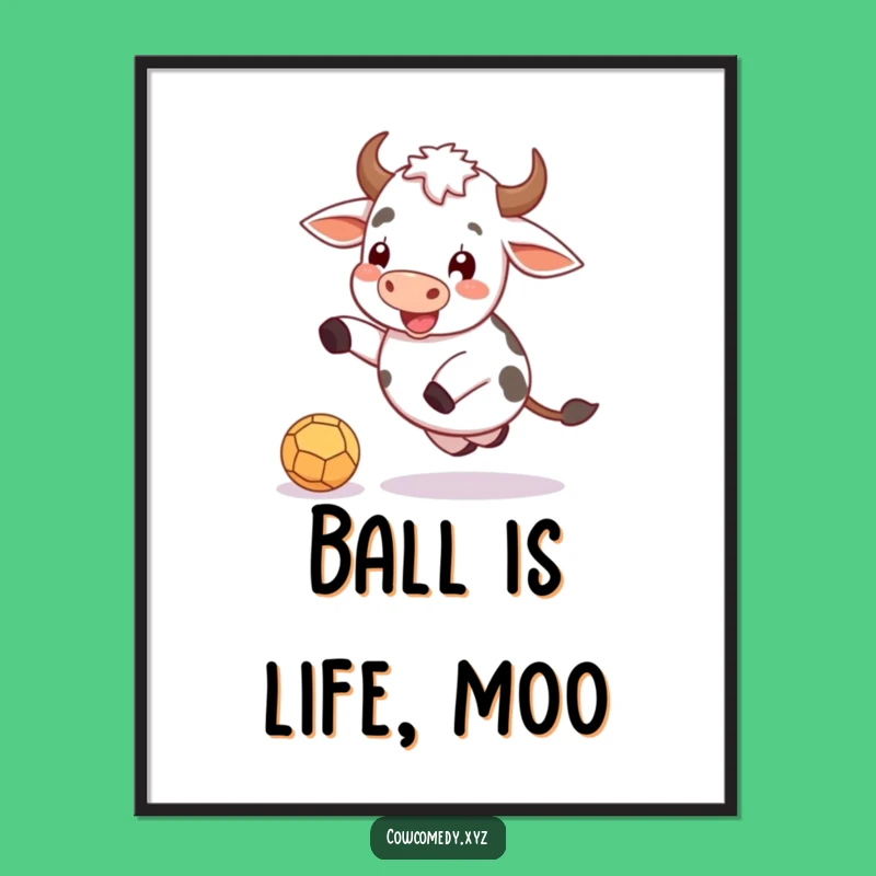 Free Printable Wall Art: Funny Cow Kicking Ball Hilarious DIY Decor Download