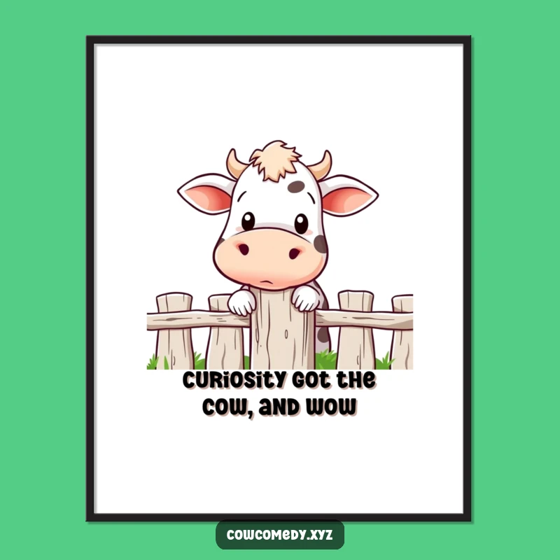 Funny Free Printable Wall Art: Curious Cow Character - Intriguing Downloadable Art for Decor
