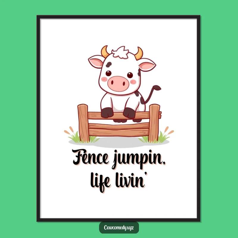 Free Printable Kawaii Cow Jump Wall Art: Funny Downloadable Decor for an Energetic, Playful Space