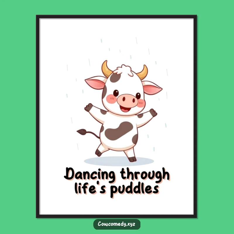Free Printable Cow Wall Art: Dancing in Rain Funny Downloadable Art