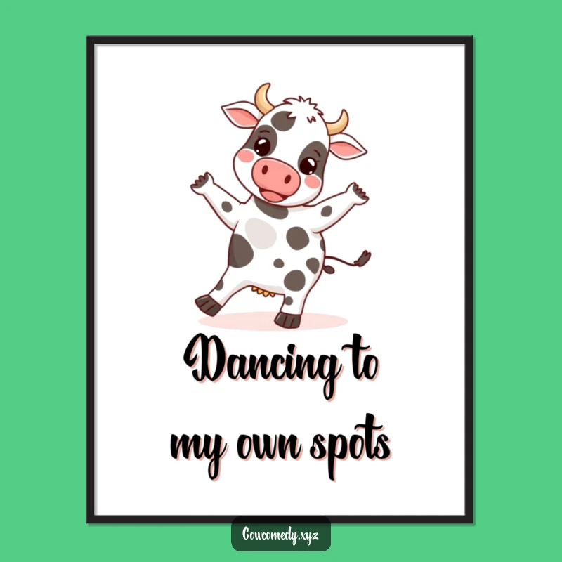 Free Printable Wall Art: Funny Cow Dancing Art, Downloadable Whimsical Decor, Rhythmic & Playful Piece