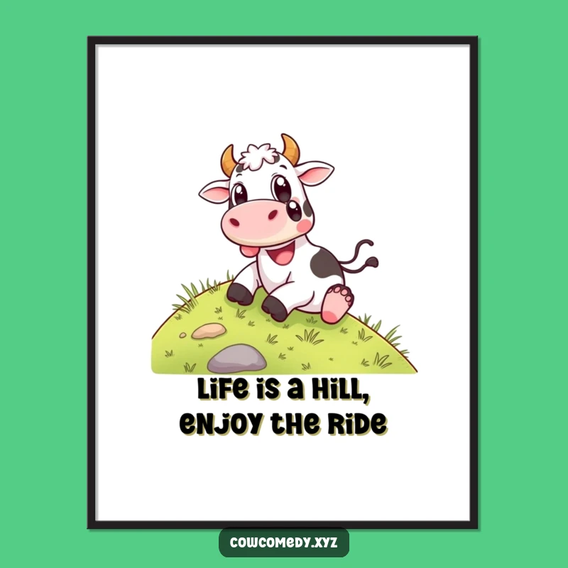 Free Printable Wall Art: Happy Cow Hill Slide, Joyful Downloadable Art for Cheerful Homes