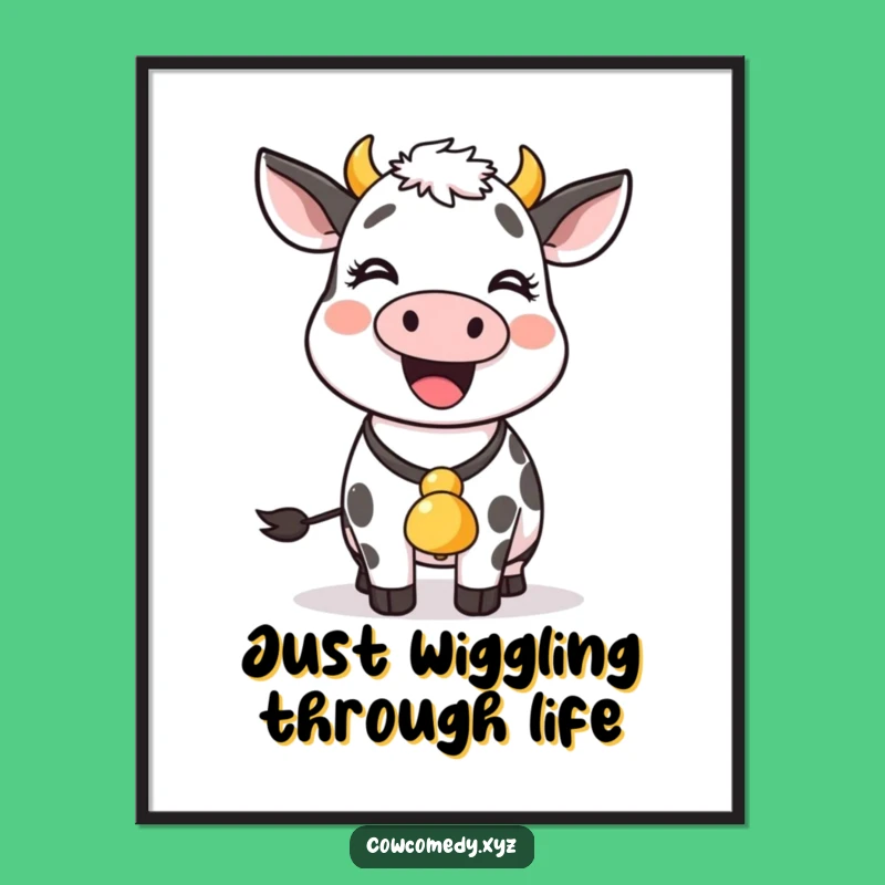 Free Printable Wall Art: Joyful Wiggling Cow, Adorable DIY Decor