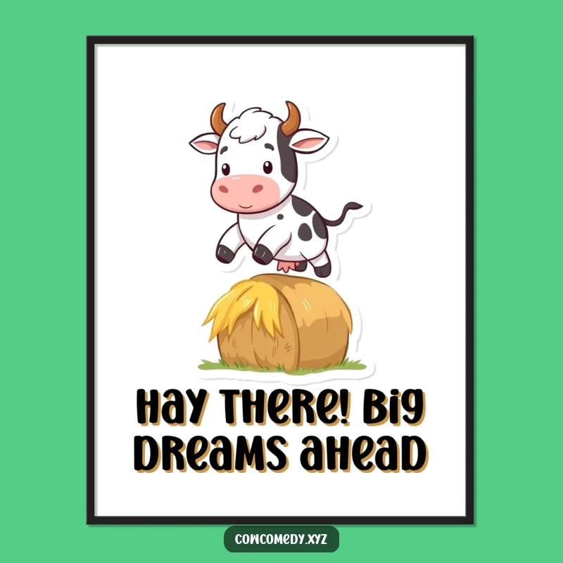 Free Printable Wall Art: Jumping Cow Funny Downloadable Art for a Playful Space