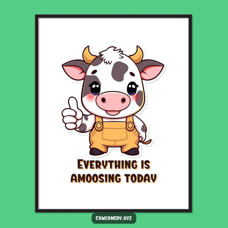 Free Printable Wall Art: Thumbs Up Cow Funny Downloadable Art for Positive Vibes