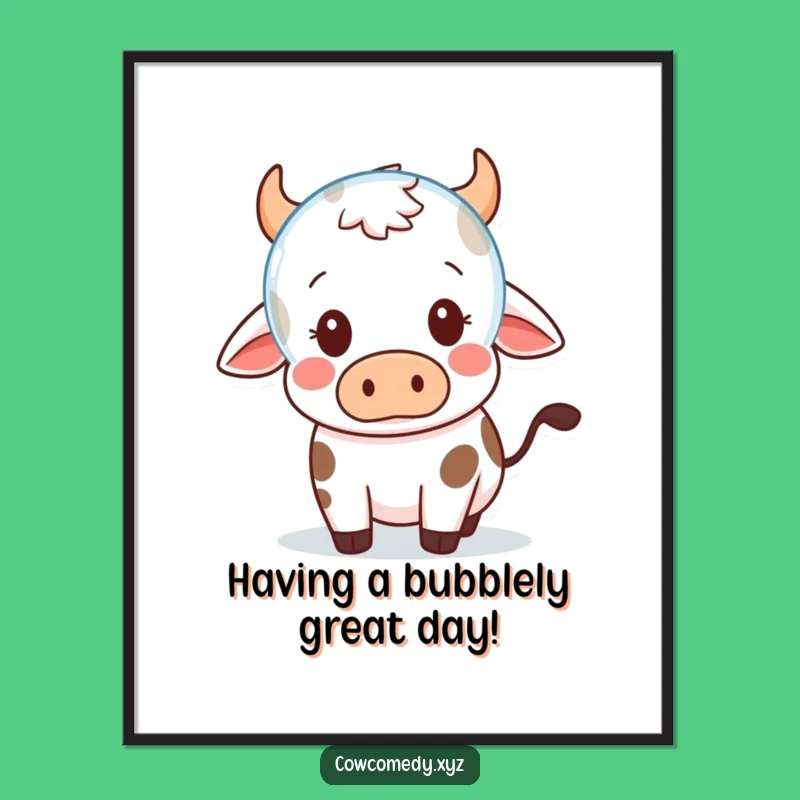 Funny Free Printable Wall Art: Surprised Kawaii Cow Art
