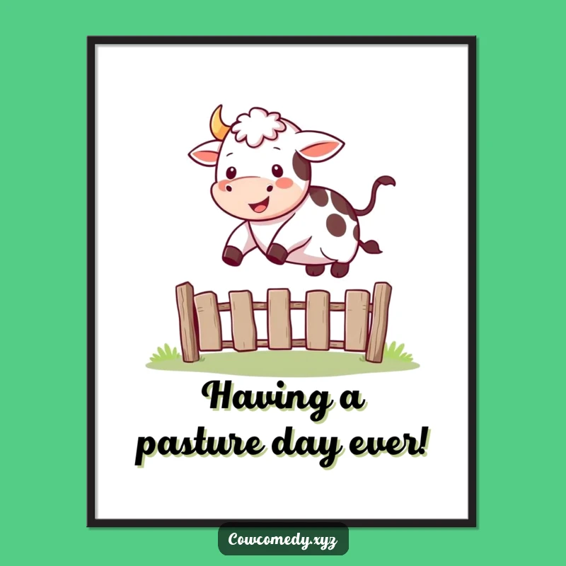 Funny Free Printable Wall Art: Cow Jumping Fence Decor