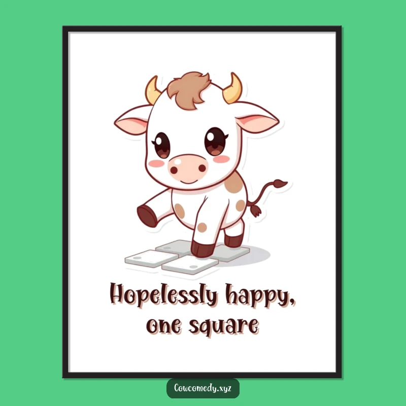 Cute Free Printable Wall Art: Kawaii Cow Hopscotch Player - Fun Downloadable Decor