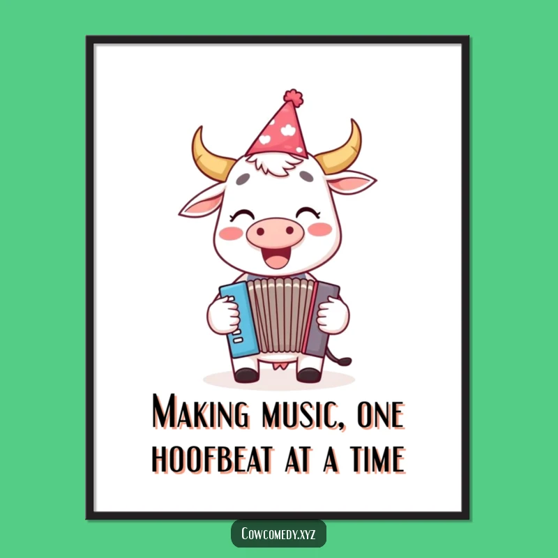 Free Printable Wall Art: Funny Cow Accordion Art, Downloadable Whimsical Decor, Playful & Musical Piece
