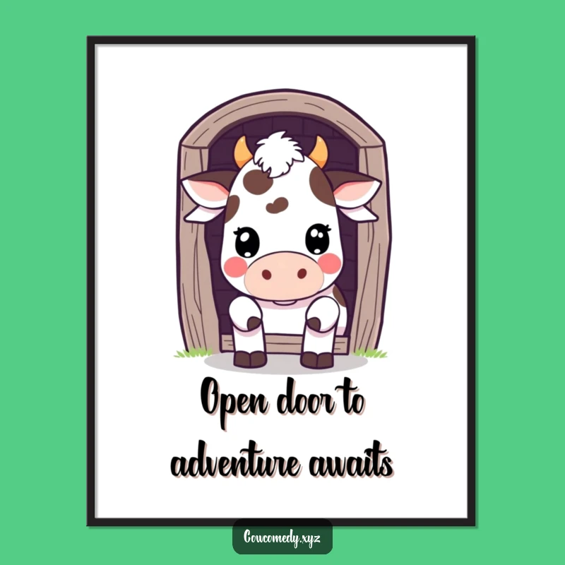 Funny Free Printable Wall Art: Playful Kawaii Cow Art