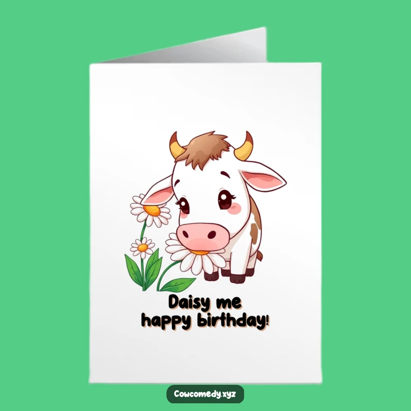 Free Printable Funny Cow Birthday Card: Curious Daisy Sniffer Downloadable Gift