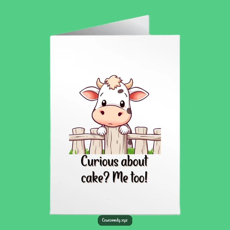 Funny Free Printable Birthday Card: Curious Cow Character - Peek-a-Boo Downloadable Gift
