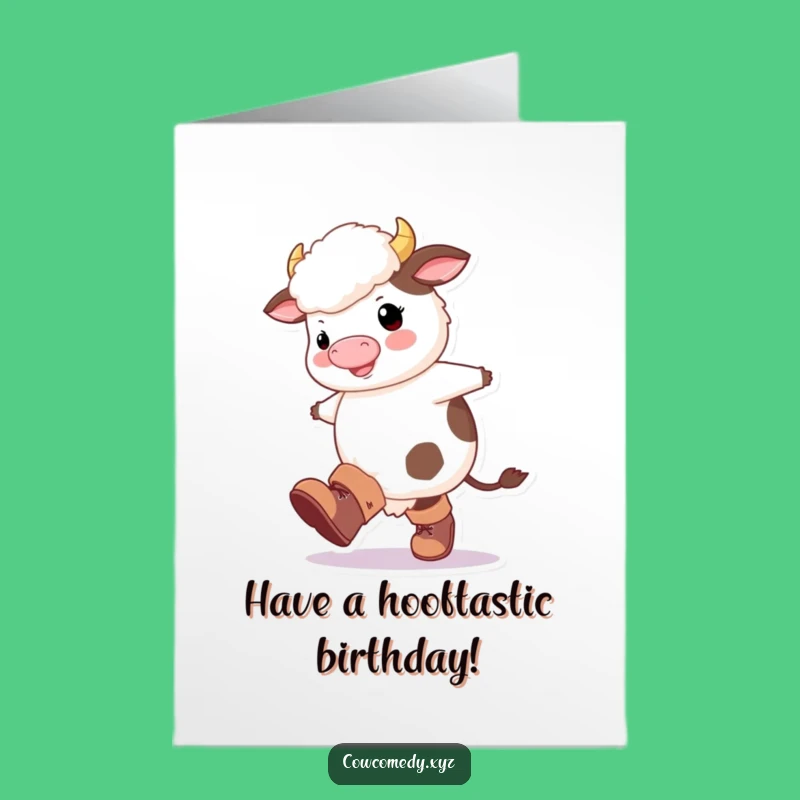 Free Printable Birthday Card: Happy Cow Kicking! A Fun Downloadable Gift.