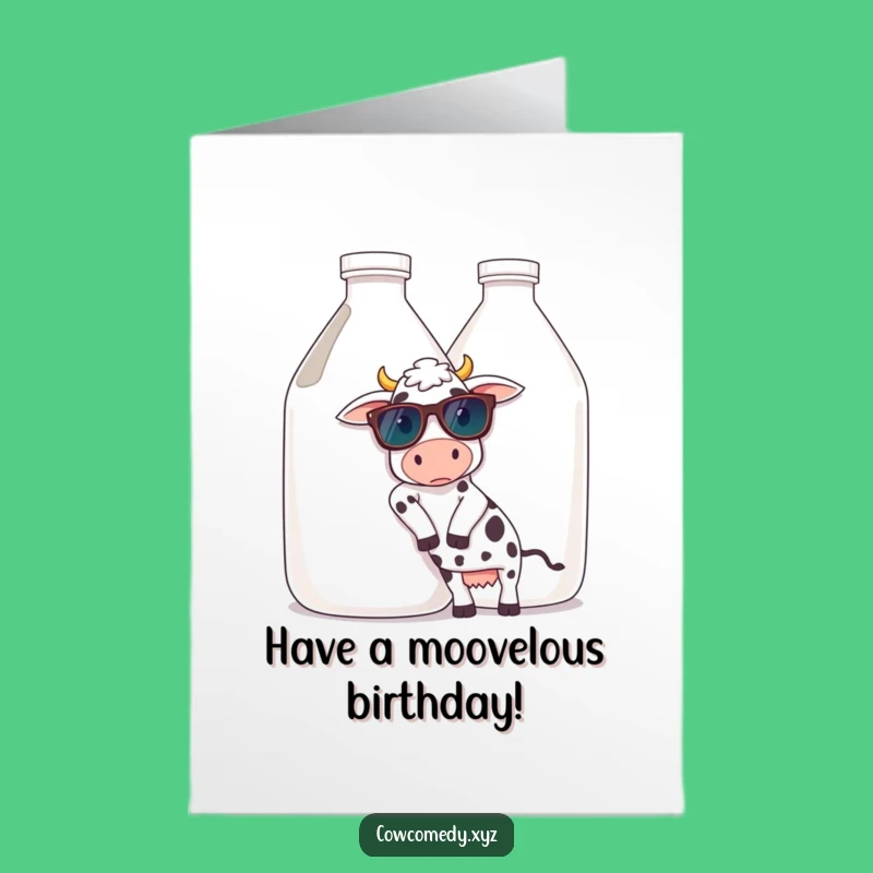 Free Printable Cow Birthday Card: Cool Shades Milk Jug Funny Gift