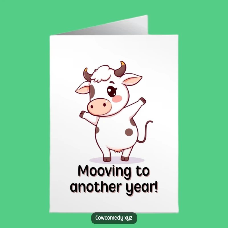 Free Printable Cow Dance Birthday Card: Funny Kawaii Downloadable Gift for Laughs