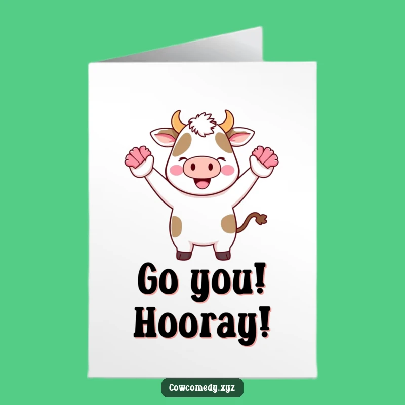 Free Printable Congrats Card: Cheerful Kawaii Cow Pom-Poms, Exciting Downloadable Gift